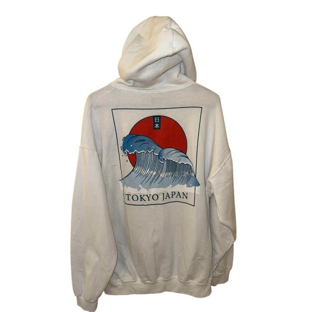 Men's Artist Union Tokyo Ocean Wave Graphic  Hoodie XL Pullover Kangaroo Pockets - Picture 4 of 8